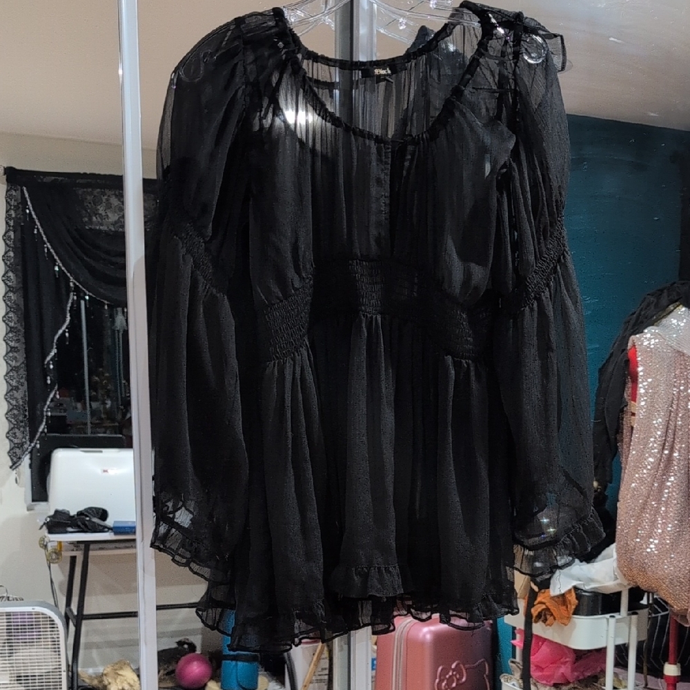 Black Sheer Blouse by Black